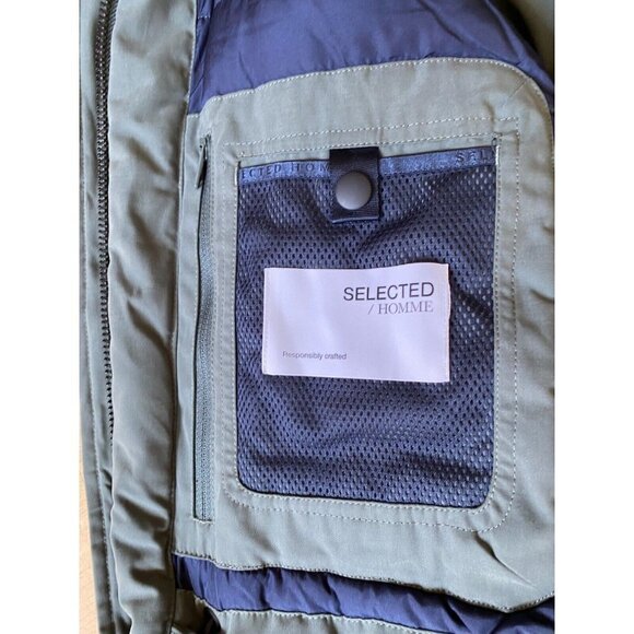 𝅺SELECTED Homme BNWOT Mens Green "Franz" Parka XXL New Removable Hood - Picture 10 of 12
